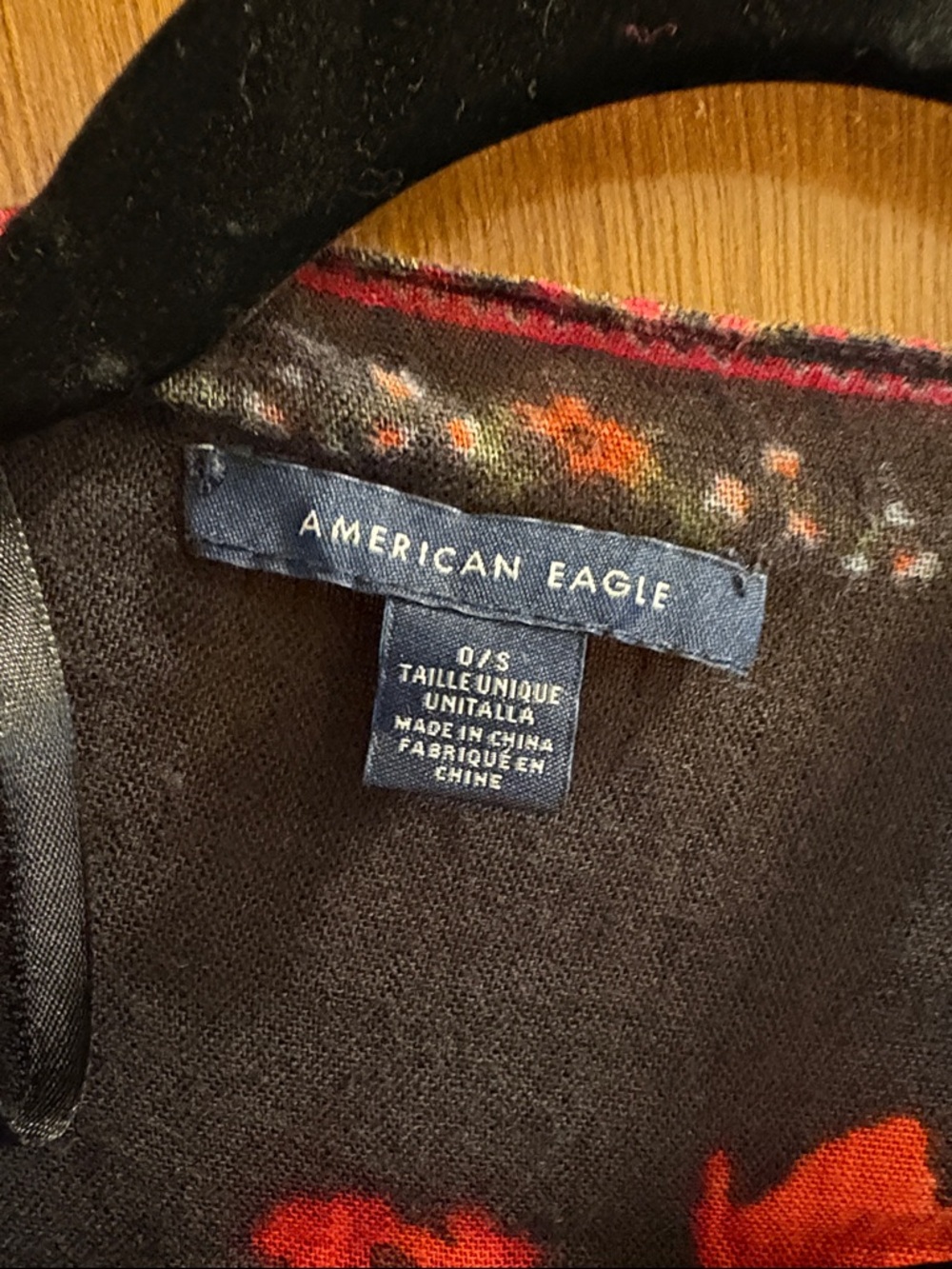 American Eagle Outfitters Black Cardigan with Red and Orange Floral Accents - Picture 2 of 3